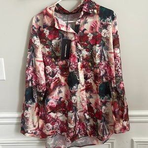 NWT pretty little thing rose femme print shirt
